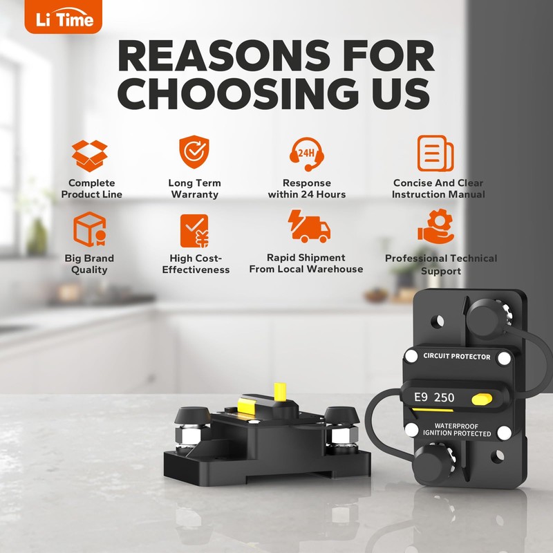 LiTime 250A Switchable Circuit Breaker for LiFePO4 Batteries Easy to