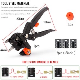 Grafting Cutting Tool, XiXiRan 2-in-1 Garden Grafting Tools Kit, Garden Fruit Tree Grafting Scissors, Grafting Tool Kit, Grafting Scissors, Ratchet Scissors Set, with 3 Replacement Blades (Ω/U/V) and