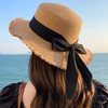 Aimiwial Womens Beach Sun Straw Hat,Black Large Bow Wide Brim
