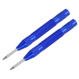 sourcing map Automatic Center Punch, 5-Inch Spring-Loaded Center Hole Puncher Marker Hand Tool Adjustable Blue for Wood Metal Plastic 2pcs