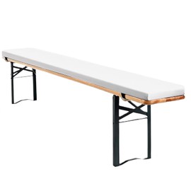 EBETA Cuscini per panche Impermeabile, Cuscino Panca con fibbia Cuscino per panchina per interni ed esterni, rivestimento lavabile, fondo antiscivolo (Bianco, 1 Pezzi)
