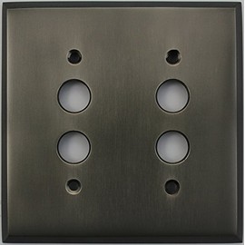 Antique Pewter 2 Gang Push Button Light Switch Wall Plate