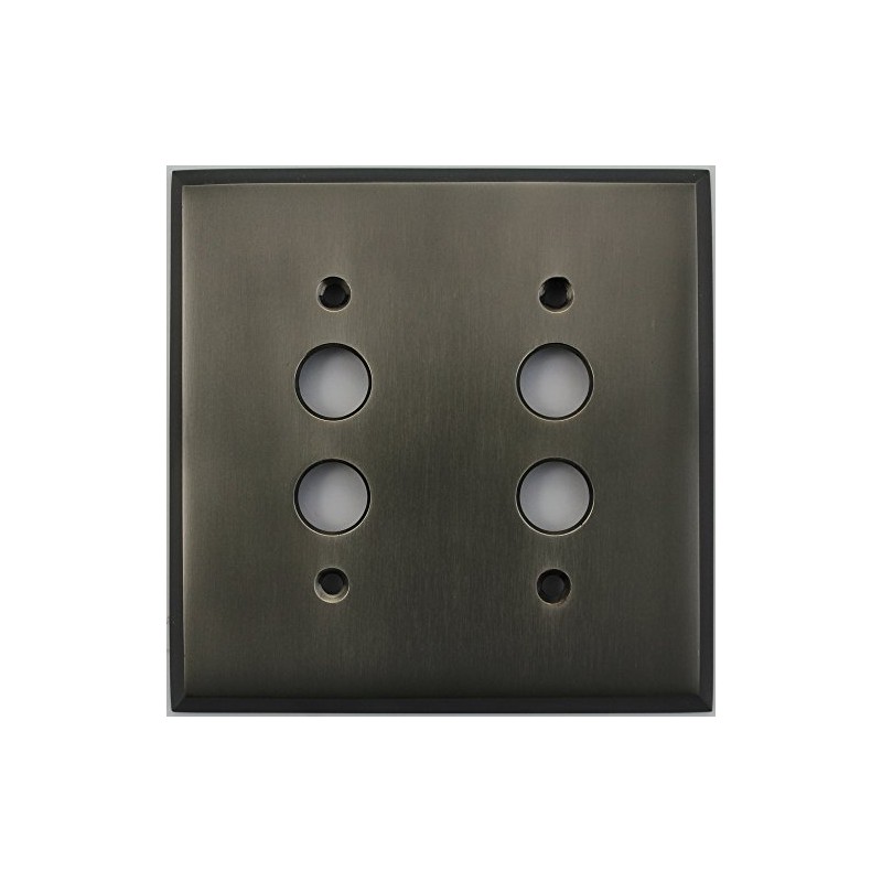 Antique Pewter 2 Gang Push Button Light Switch Wall Plate