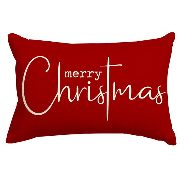 RABUSOFA Christmas Pillow Covers 12x20 Inch,Red Christmas Pillows Cases,Merry Christmas