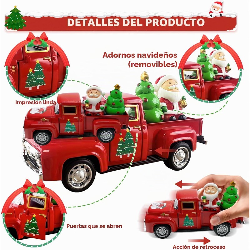 Adorno Coche Antiguo Decorado para Navidad, Decoraciones Navideñas Casa