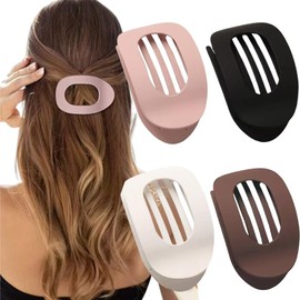 Ouliget Flat Hair Clips for Women,French Durable Non-Slip Claw Clips for Thick Curly Hair,Matte Strong Hold Flat Claw Clips Suitable for Driving Travel Work,4 Pieces