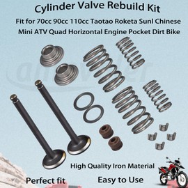 Amavoler Cylinder Valve Rebuild Set Aftermarket Replacement Parts Fit For 70cc 90cc 110cc Roketa Taotao Sunl Chinese ATV Quad Scooter Dirt Pit Bike Go Kart.
