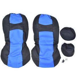 4Pcs Universal Car Front Seat Protective Cover Set Interior Decoration for All Seasons(BlueBlack )