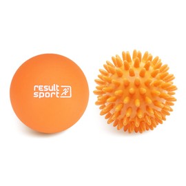 ResultSport Lacrosse & Spike Massage Ball Set with Storage Bag, Plantar Fasciitis Recovery, Trigger Point Massage, Deep Tissue Myofasical Relief (Orange)
