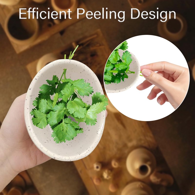 AGLOO Handmade Pottery Herb Stripper Bowl - Ceramic Herb Peeler