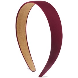 Atoden Satin Headbands for Women Girls Red Headband 1.18 Inch Wide Thin Hard Headbands Non Slip Ribbon Hair Bands Burgundy Plain Headbands for Crafts DIY Costume Holiday Christmas Gifts