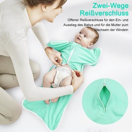 HINATAA Baby Swaddling Bag 0-3 Months / 3-6 Months, Baby Sleeping Bag Newborn Organic Cotton, Baby Swaddle All Year, Baby Swaddle Blanket for Boys Girls, Adjustable Swaddling Cloths Baby (Green, 3-6