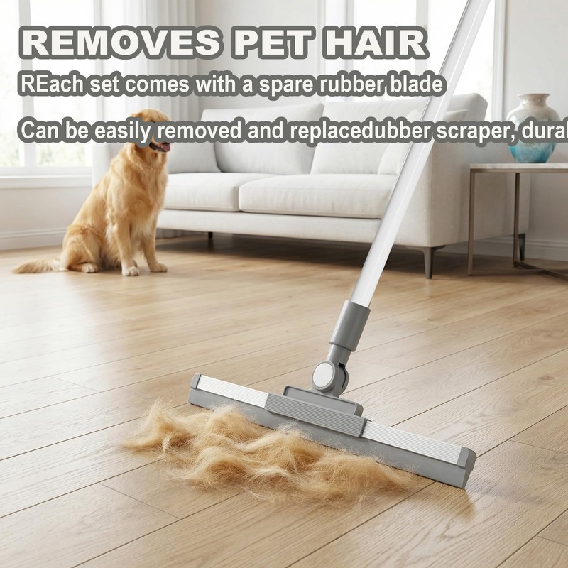 Xifando Floor Squeegee Broom - 52" Long Handle Rubber Scrubber