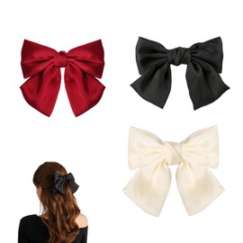 Bow Hair Bow, 3 Pieces Bow Hair Clips, Hair Bows Girls, Hair Bows, Large Hair Pin with Bow, Soft Silky Satin Hair Bows for Women and Girls