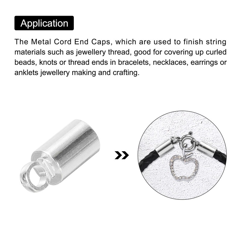 sourcing map 50Pcs Cord End Caps 9mm End Cap Barrel