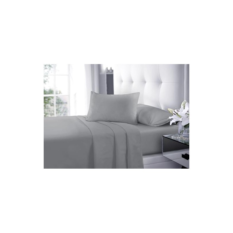 Goldstar Grey Super King Flat Sheet Soft Microfibre Easy Care
