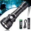 Hecloud Underwater 400ft Waterproof LED Scuba Dive Light Rechargeable Diving