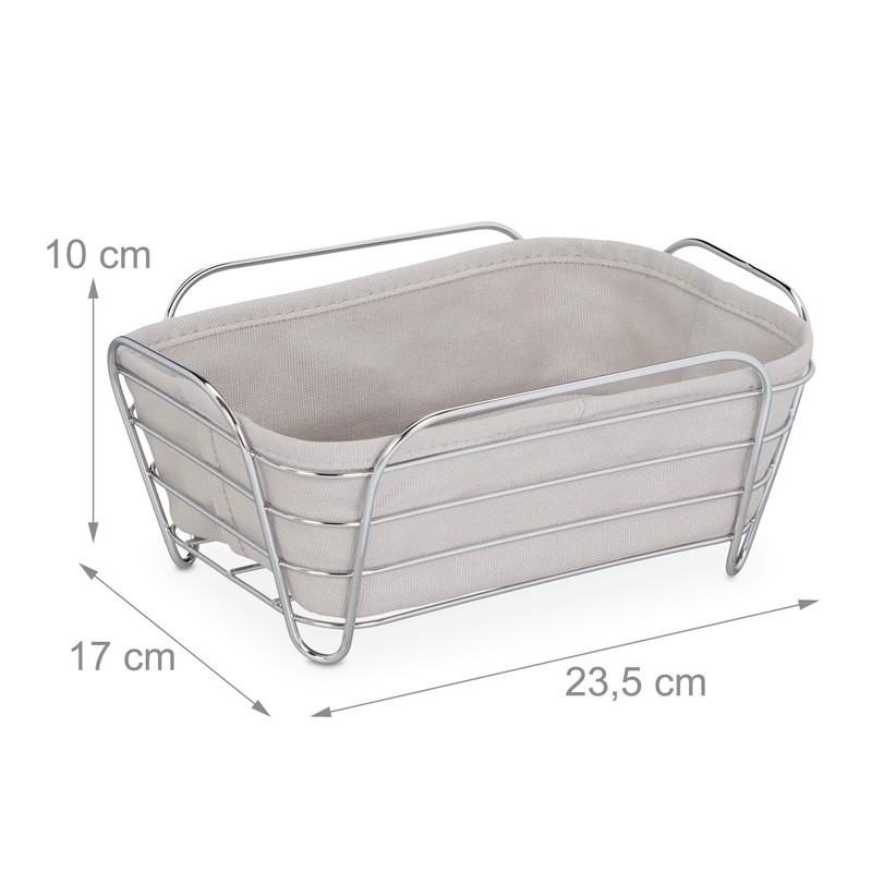 Relaxdays Bread Basket Metal with Fabric Insert, Square, Breakfast Basket