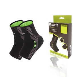 MAXFIT Tobillera De Compresión, Protección Tobillo, Tobillera Deportiva Ortopédica, Tobilleras Gym, Para Basquetbol, Tobilleras Para Esguince, Tobillera Para Mujeres Y Hombres, Calcetas de Compresion Mod HH545 (Verde, Small)