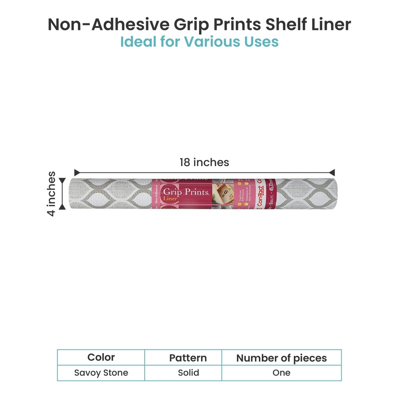Con-Tact Brand Grip Prints Shelf Liner - Versatile 18" x