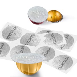 VIVI SKY 120Pcs Aluminum Foil Lids for Reusable Nespresso Pods Vertuoline, Coffee pods Seals Sticker Covers Compatible with Nespresso Vertuoline Reusable Pods Nespresso Refillable Capsules (120 Pack)