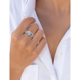 STARCHENIE Engagement Wedding Band Promise Eternity Rings Sets for Women 925 Sterling Silver Round Cut CZ Rings Size 6