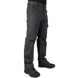 LAPG Men's Urban Ops Tactical Pants, Gusseted Crotch Lightweight Cargo Pants, Elastic Waistband Ripstop Work Pants, Water & Stain Resistant Pants for Men, Charcoal, 30W x 30L