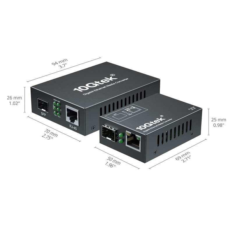 10Gtek [Mini Size] Gigabit Ethernet Media Converter, MultiMode Dual LC