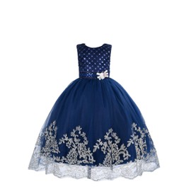 Cosplay Life Floral Dress for Girls and Young Adults Fashion Flower Waistline Kids Party Festival Dress Ages 4-12 Years Old (Blue, 8YRS)