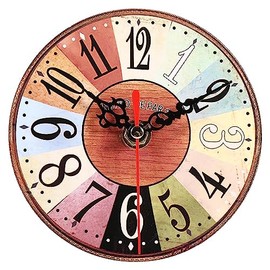 Akozon 5 1 4 Inch Clocks, Style Round Antique MDF Home Wall ClockOffice Wall Clock Decoration #3 1Pc Artistic Creative European (29)