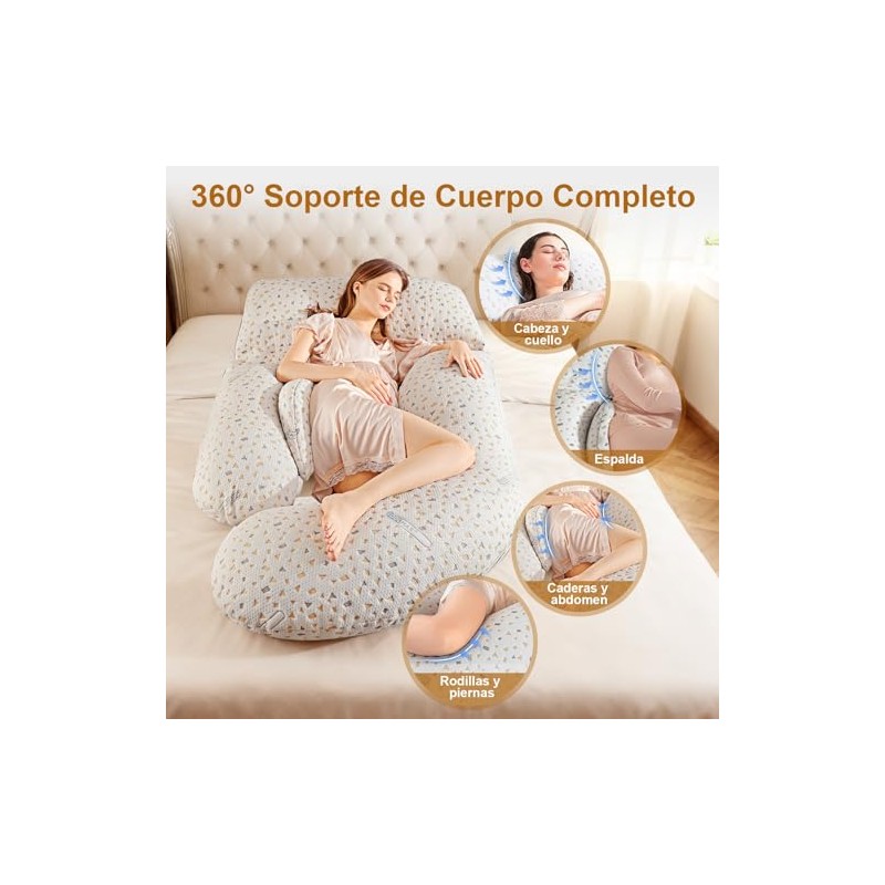 Almohadas de Embarazo para Dormir, Ergonómica, Blanquecino