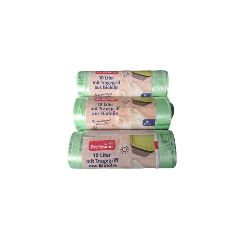 Profissimo 3 Rolls 10 L Organic Bin Liners with Carry
