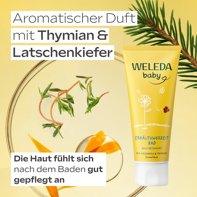 WELEDA Organic Baby Calendula Cold Time Bath - Soothing Natural