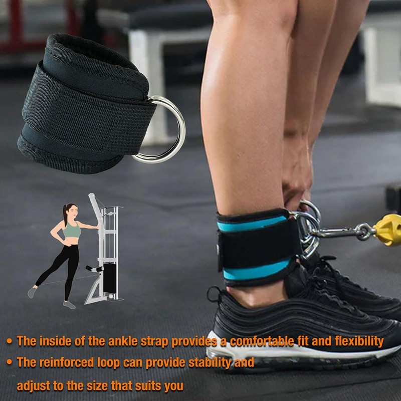 Ankle Straps,Double D-Ring Ankle Resistance Bands Adjustable Wrist Cuffs Kickback
