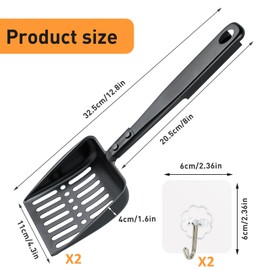 2PCS Hollow Out Fireplace Ash Sifter, 13 Inch Metal Black Coal Shovel Heat Resistant Fireplace Scoop Charcoal Shovels Fireplaces Tools with Self-Adhesive Hook for Wood Stove Indoor Fire Pit