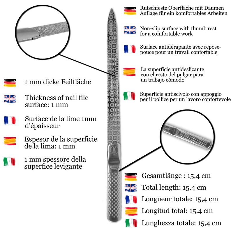 K-Pro Stainless Steel Nail File - Professional Manicure & Pedicure
