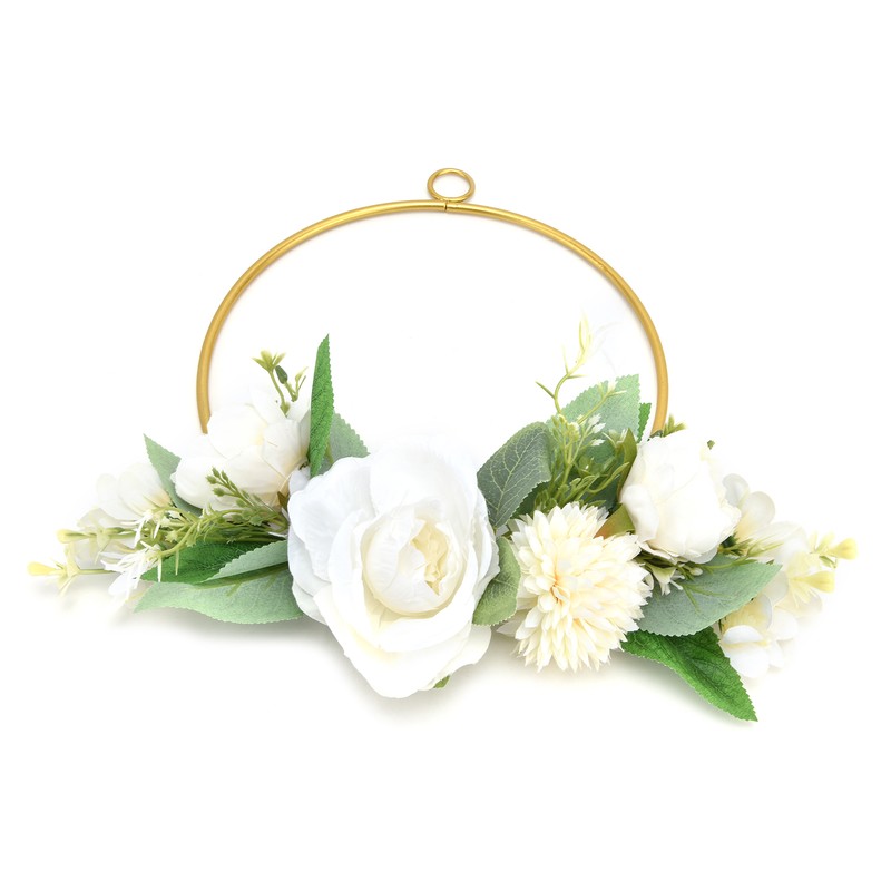 Floral Hoop Metal Ring Wreath Artificial Wall Hanging Wreath for