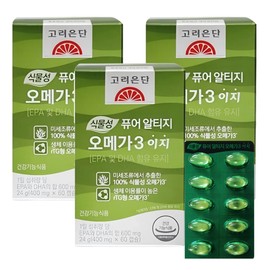 Korea Eundan Vegetable Pure Altige Omega 3 Easy 60 Capsules, 3 Pieces / 고려은단 식물성 퓨어 알티지 오메가3 이지 60캡슐, 3개