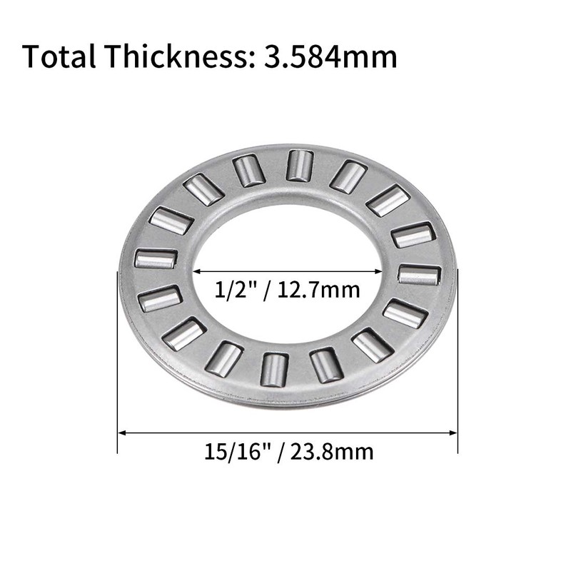 uxcell TC815 Thrust Needle Roller Bearings with Washers 1/2" Bore