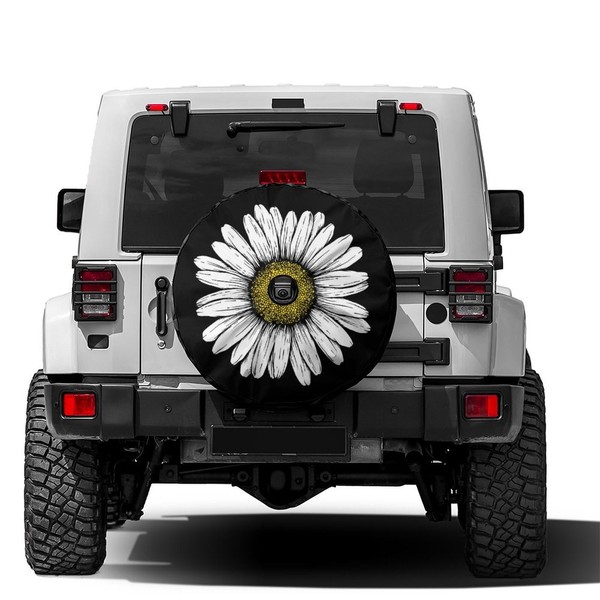 Foruidea Daisy Flower Spare Tire Cover with Backup Camera Hole
