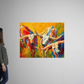 CANVAS ON DEMAND Longhorn Dance Wall Decal, Cow Artwork