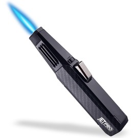 JETPRO Butane Torch Lighter One-Hand Operation Lighter Adjustable Jet Flame with safety lock Kitchen Cooking Torch Gift Box Package (Butane Gas Not Included) (Black)