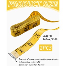 FUGLUS 2 Volumes Tape Measure Body 300 cm / 118.11 Inches, Tailor's Tape Measure Double-Sided Measuring Tape Flexible Tape Measure Cutter with Button Circumference Tape for Households Craftsmen