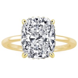 RURULUYA 4CT Elongated Cushion Cut Engagement Rings for Women, Simulated Diamond Ring, 925 Sterling Silver 18K Yellow Gold Plated Promise Ring(7.5#)