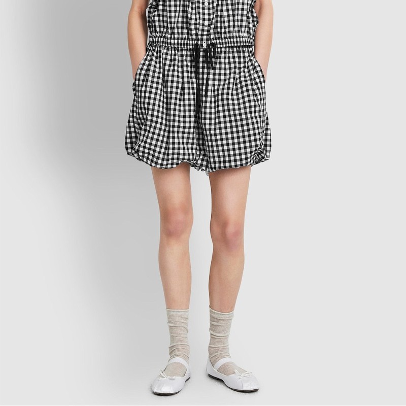 Jaju [JAJU] Plaid Shirring Bloomer Lounge Pants_Dark Mint