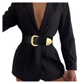 Women Wide Elastic Waist Belt for Dresses Fashion Thick Stretchy Belt for Trendy,black 35"