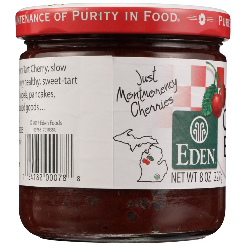 Eden Organic Cherry Butter, 8 oz Glass Jar, Montmorency Tart