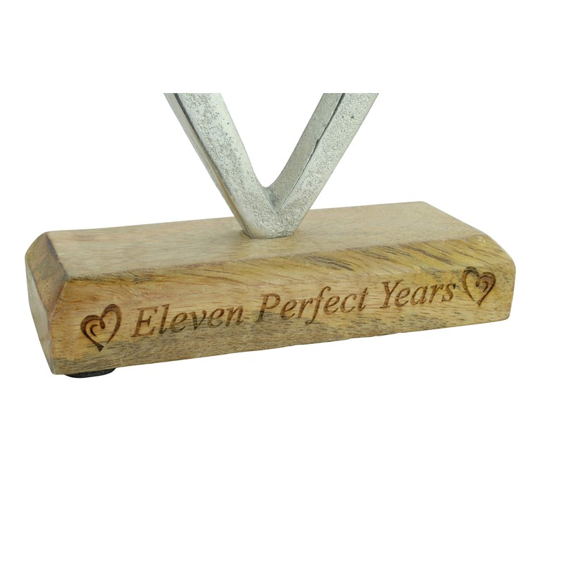 Eleven Perfect Years 11th Anniversary Rustic Metal Heart Decoration –