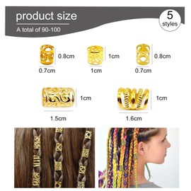 Aikeis Pack of 100 Gold Metal Hair Jewellery Women's Hair Accessories Ring Cuff Clips Braid Accessories Headdress Braid Decoration Fashion
