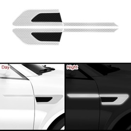 12 Pieces Reflective Car Stickers Set Rearview Mirror Reflective Warning Stickers Car Side Reflective Stickers Car Handle Protectors and Handle Paint Scratch Films for Car Safety (White)